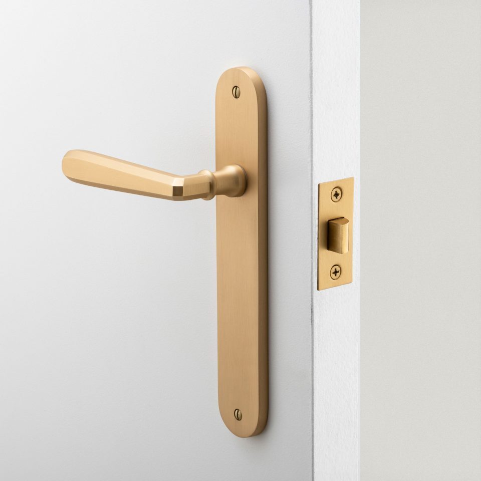 Iver Copenhagen Door Lever Handle on Oval Backplate Satin Nickel