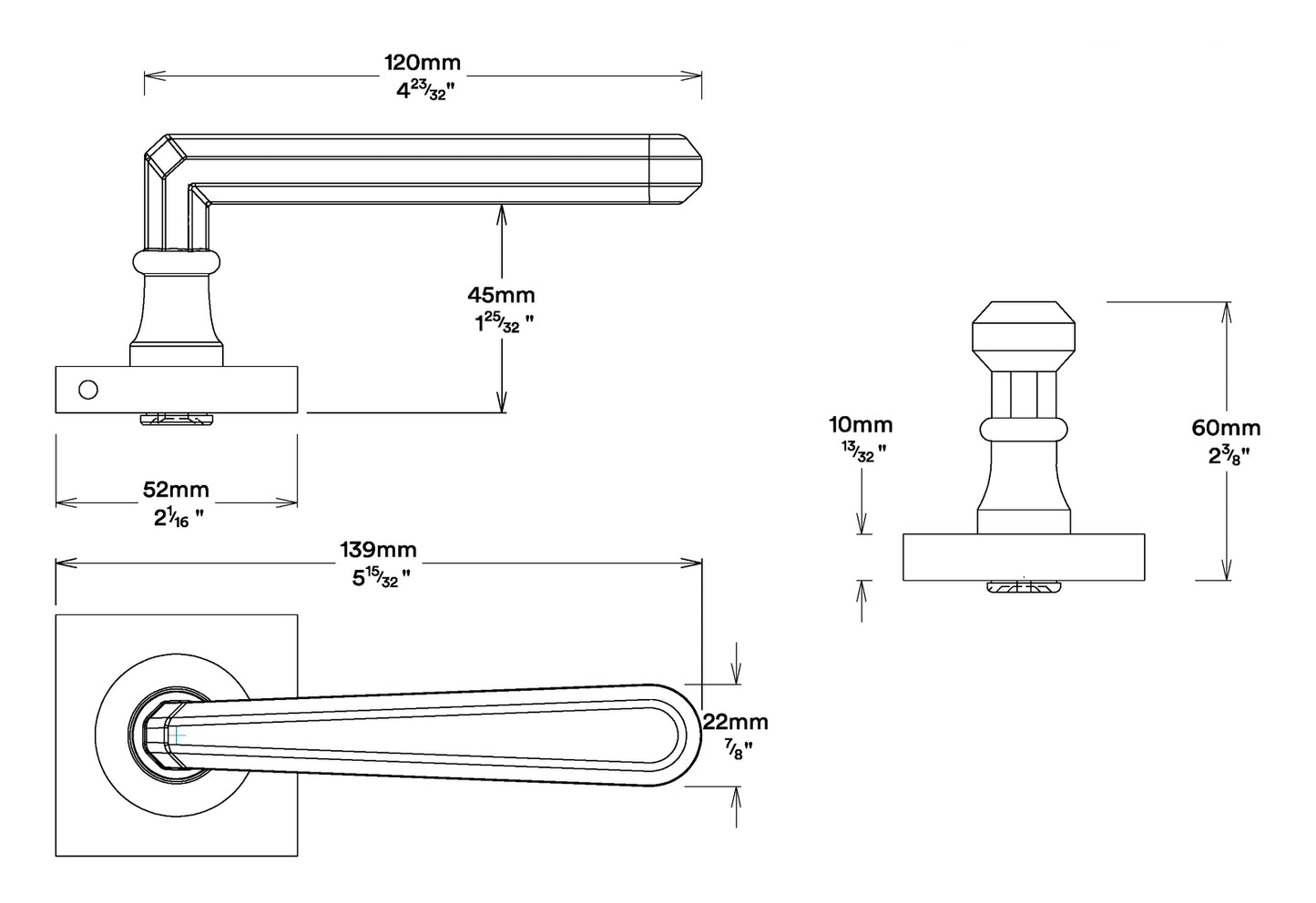 Iver Copenhagen Door Lever Handle on Square Rose