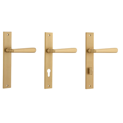 Iver Copenhagen Door Lever Handle on Rectangular Backplate Brushed Brass