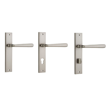 Iver Copenhagen Door Lever Handle on Rectangular Backplate Satin Nickel