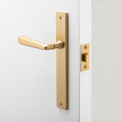 Iver Copenhagen Door Lever Handle on Rectangular Backplate Satin Nickel