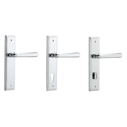 Iver Copenhagen Door Lever Handle on Stepped Backplate Polished Chrome