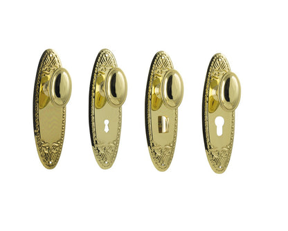 Tradco Fitzroy Door Knob on Backplate Polished Brass