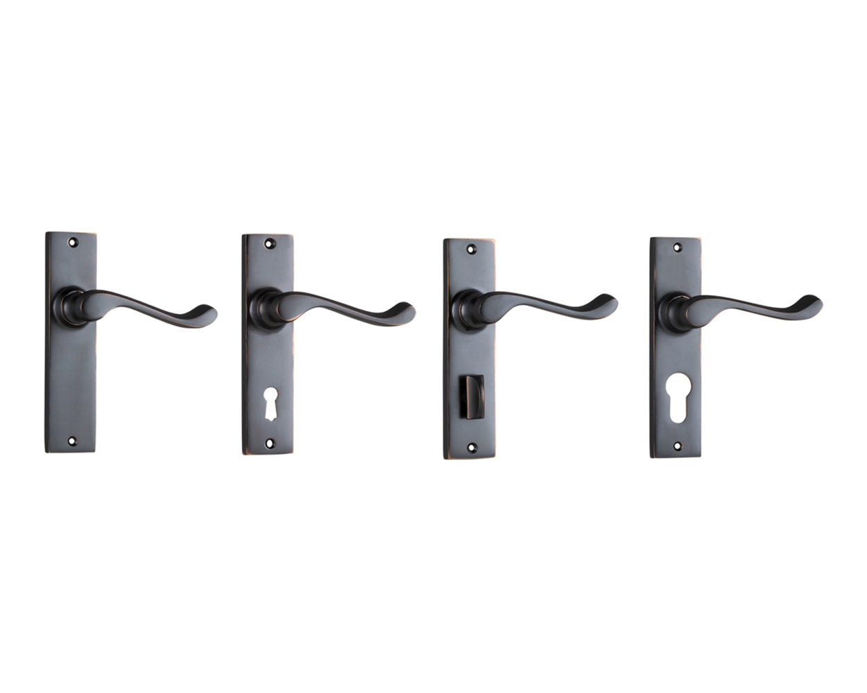 Tradco Fremantle Lever Door Handle on Rectangular Backplate Antique Copper