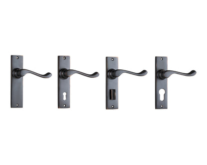 Tradco Fremantle Lever Door Handle on Rectangular Backplate Antique Copper