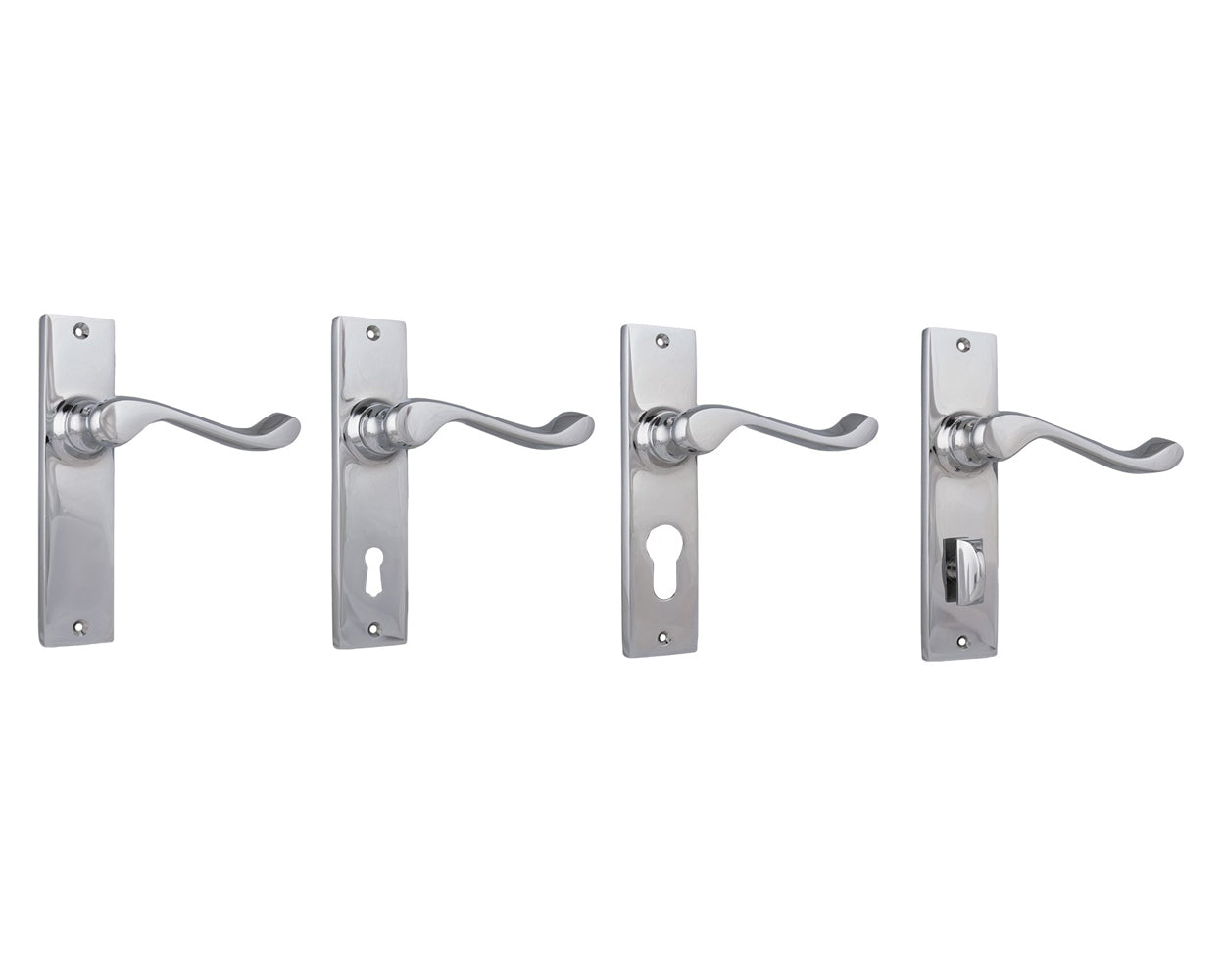 Tradco Fremantle Lever Door Handle on Rectangular Backplate Chrome Plated