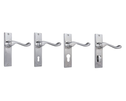 Tradco Fremantle Lever Door Handle on Rectangular Backplate Chrome Plated