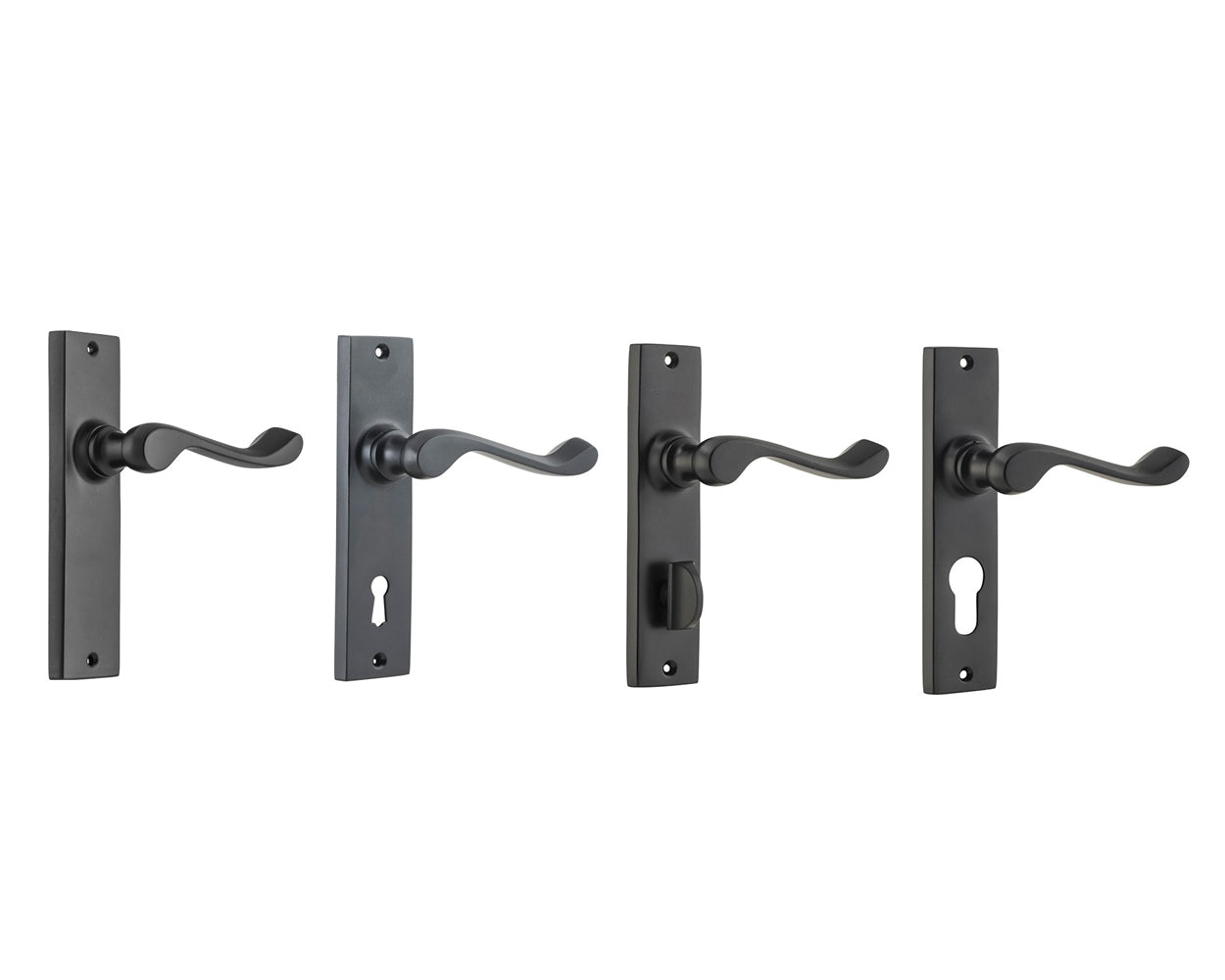 Tradco Fremantle Lever Door Handle on Rectangular Backplate Matt Black