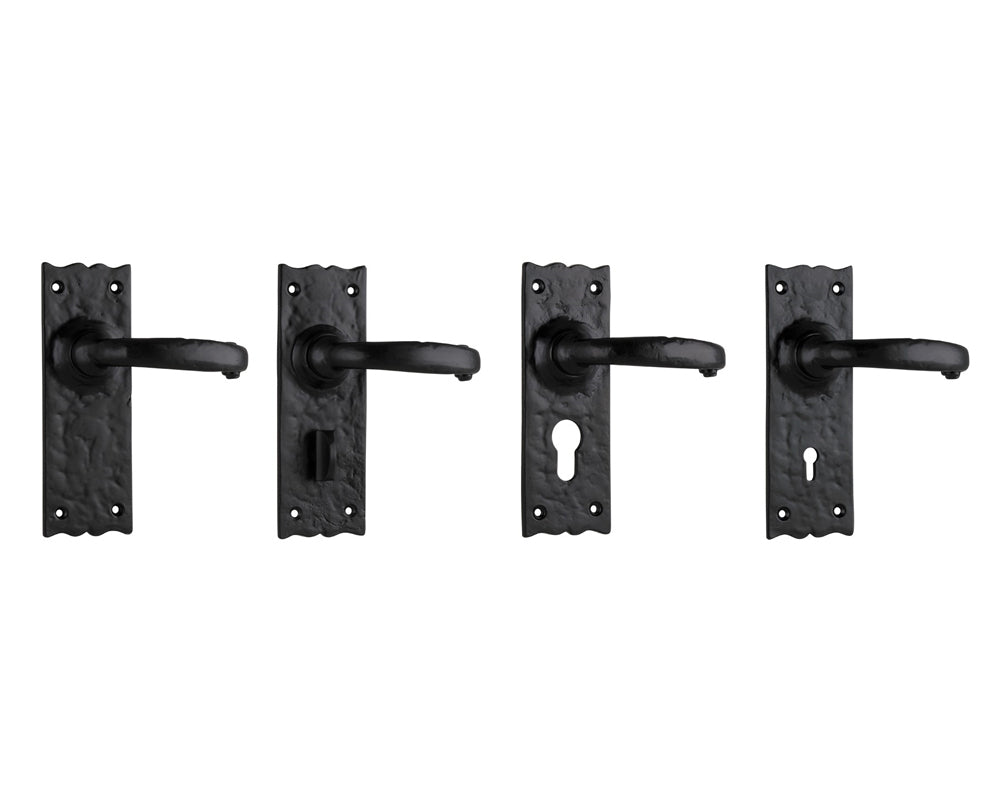 WHILE SUPPLY LAST - Tradco Gloucester Lever Door Handle on Rectangular Backplate Matt Black - Customise to you Needs