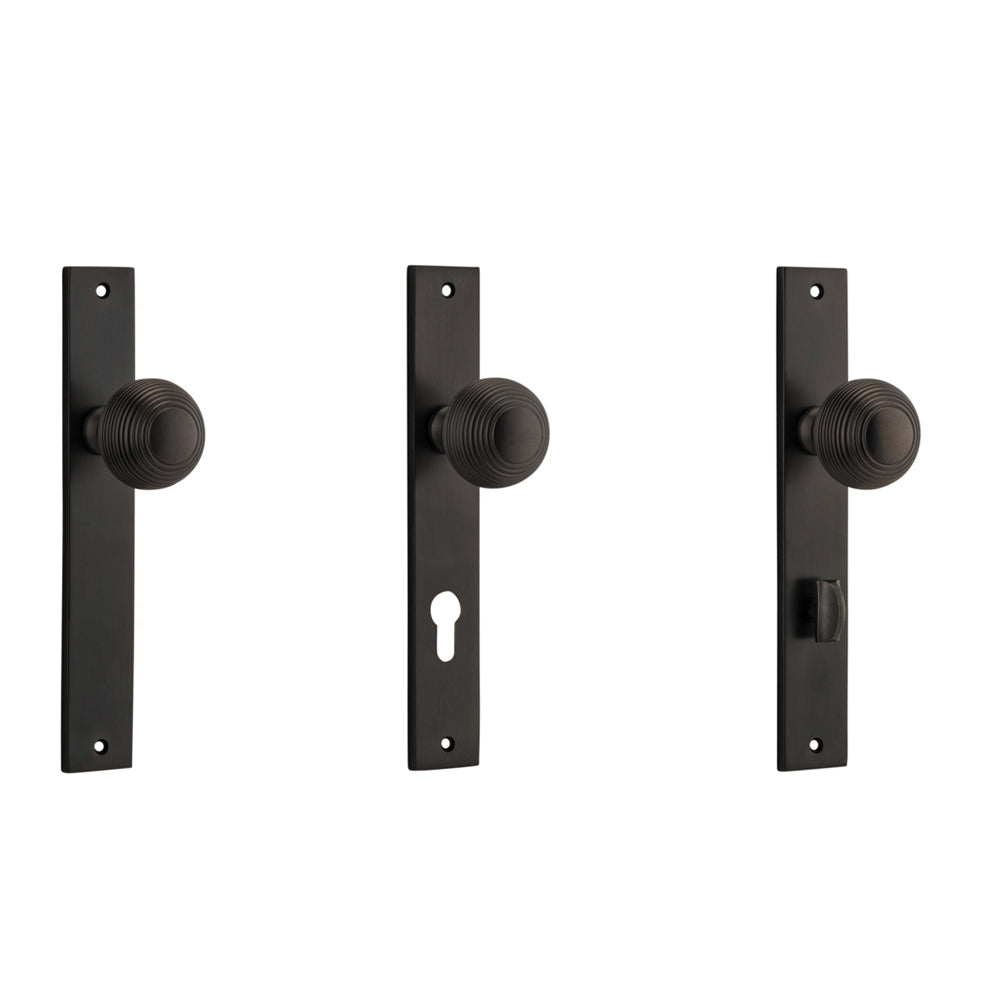 Iver Guildford Door Knob on Rectangular Backplate Signature Brass