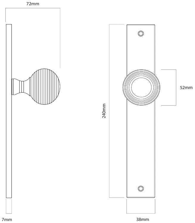Iver Guildford Door Knob on Rectangular Backplate Signature Brass