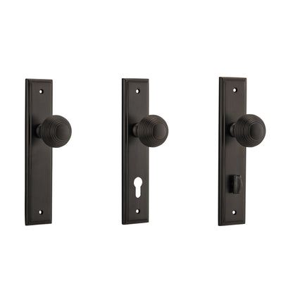 Iver Guildford Door Knob on Stepped Backplate Signature Brass