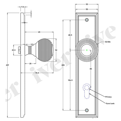 Iver Guildford Door Knob on Stepped Backplate Chrome Plated