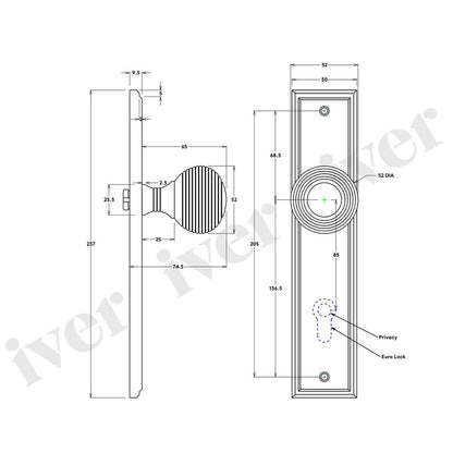 Iver Guildford Door Knob on Stepped Backplate Polished Brass