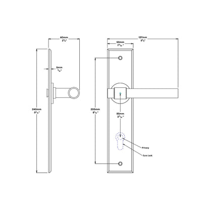 Iver Helsinki Door Lever Handle on Chamfered Backplate Brushed Brass