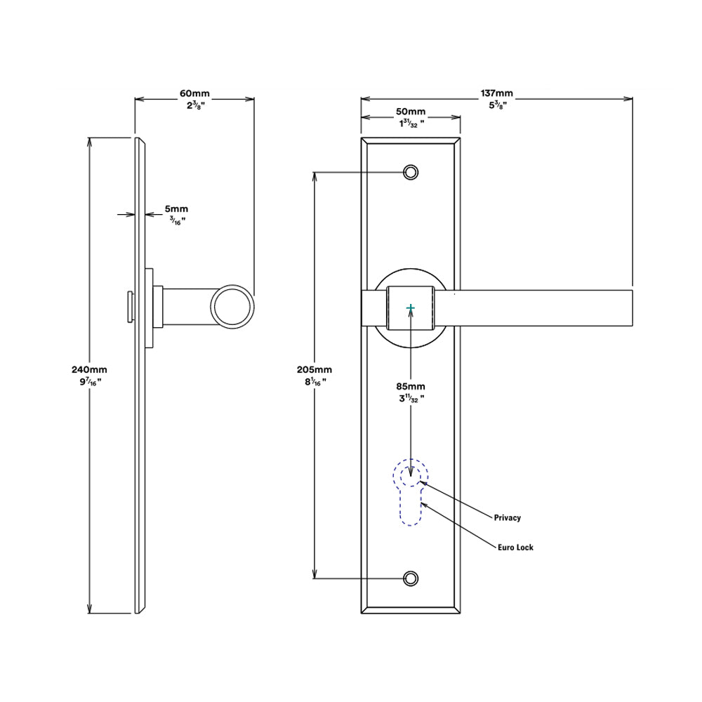 Iver Helsinki Door Lever Handle on Chamfered Backplate Brushed Chrome