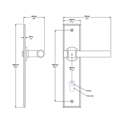 Iver Helsinki Door Lever Handle on Chamfered Backplate Brushed Chrome