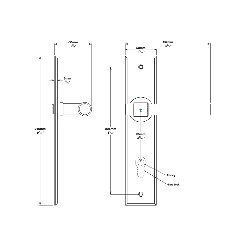 Iver Helsinki Door Lever Handle on Chamfered Backplate Matt Black