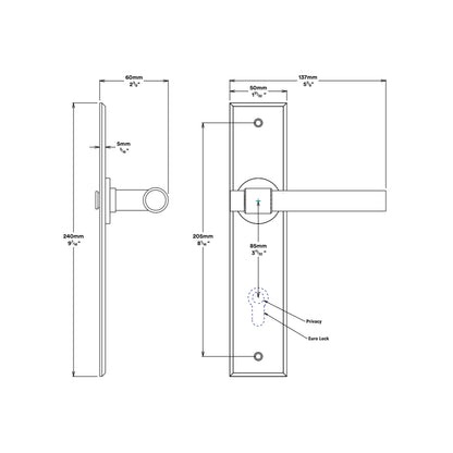 Iver Helsinki Door Lever Handle on Chamfered Backplate Matt Black