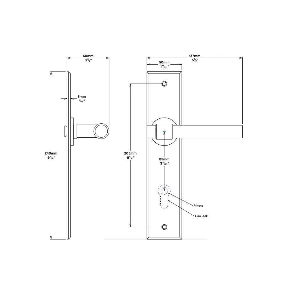 Iver Helsinki Door Lever Handle on Chamfered Backplate Satin Nickel
