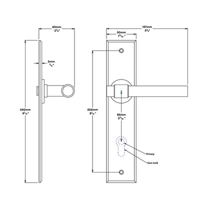 Iver Helsinki Door Lever Handle on Chamfered Backplate Brushed Gold PVD