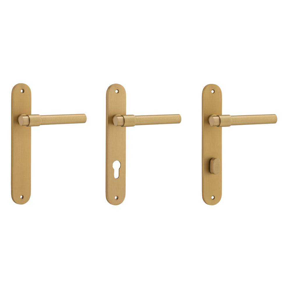 Iver Helsinki Door Lever Handle on Oval Backplate Brushed Brass