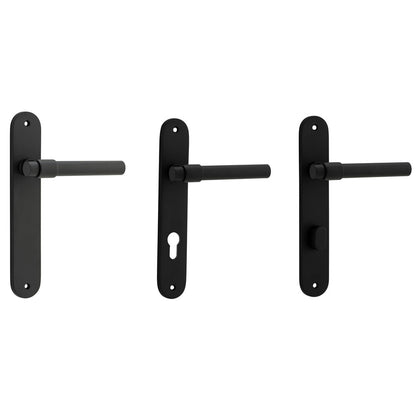 Iver Helsinki Door Lever Handle on Oval Backplate Matt Black
