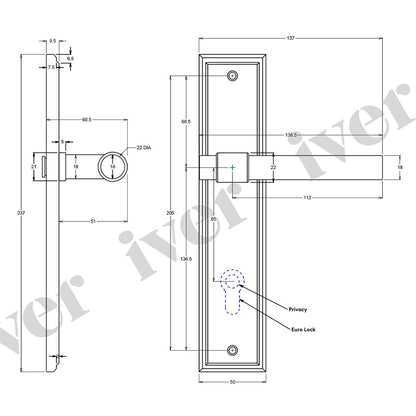 Iver Helsinki Door Lever Handle on Stepped Backplate Satin Nickel