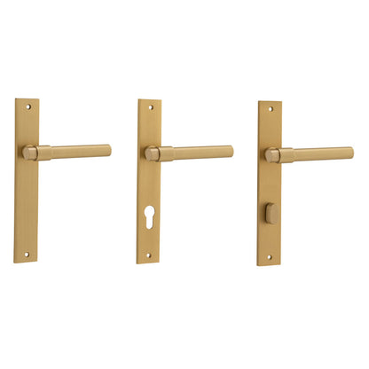 Iver Helsinki Door Lever Handle on Rectangular Backplate Brushed Brass