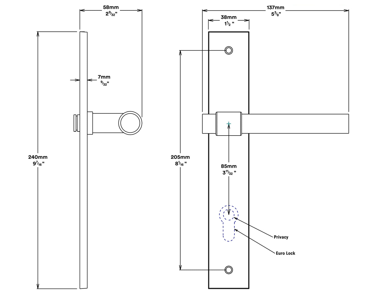 Iver Helsinki Door Lever Handle on Rectangular Backplate Brushed Gold PVD