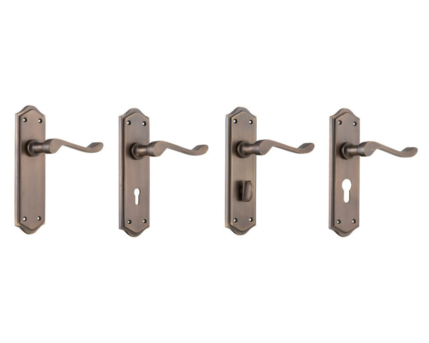 Tradco Henley Lever Door Handle on Shouldered Backplate Antique Brass