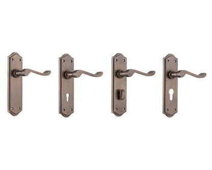 Tradco Henley Lever Door Handle on Shouldered Backplate Antique Brass