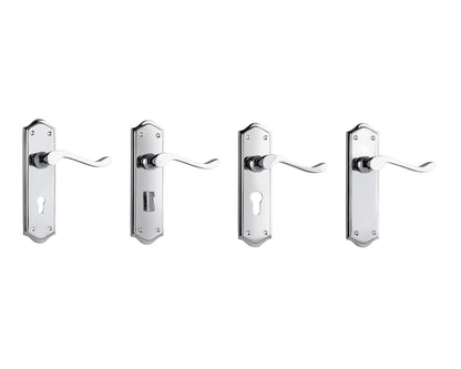 Tradco Henley Lever Door Handle on Shouldered Backplate Chrome Plated