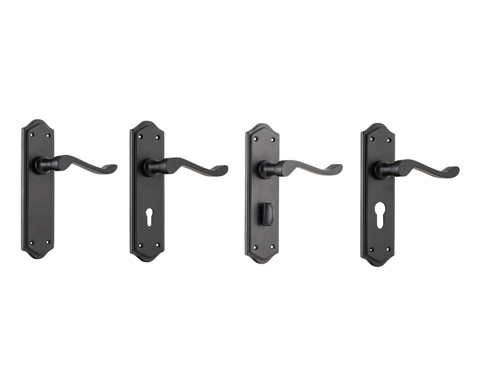Tradco Henley Lever Door Handle on Shouldered Backplate Matt Black