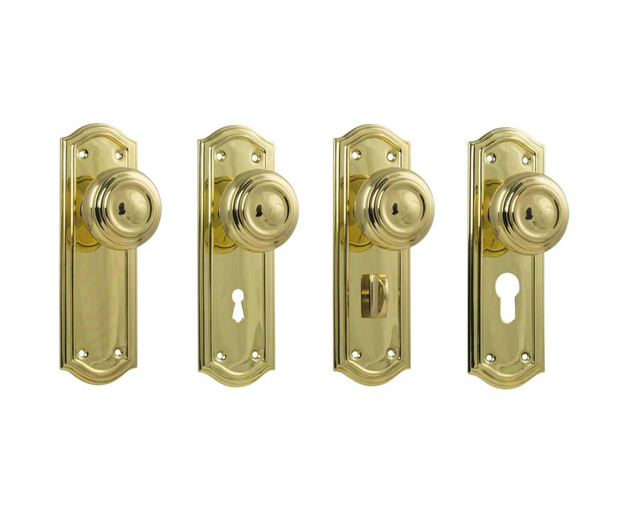 Tradco Kensington Door Knob on Backplate Polished Brass
