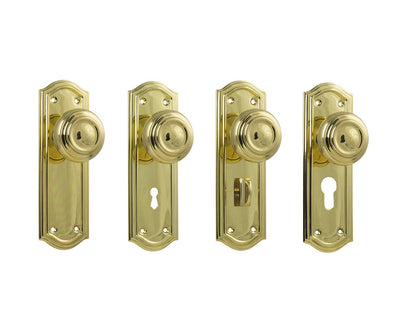 Tradco Kensington Door Knob on Backplate Polished Brass