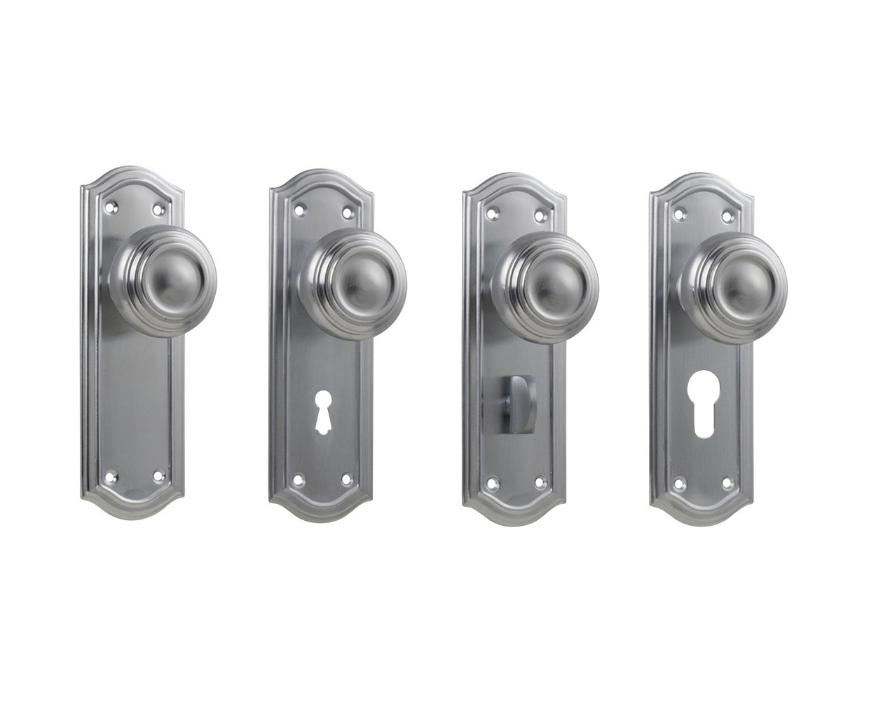 Tradco Kensington Door Knob on Backplate Satin Chrome