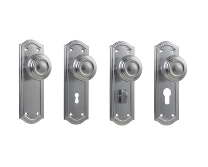 Tradco Kensington Door Knob on Backplate Satin Chrome