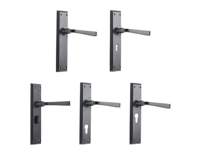 Tradco Menton Lever Door Handle on Long Backplate Matt Black