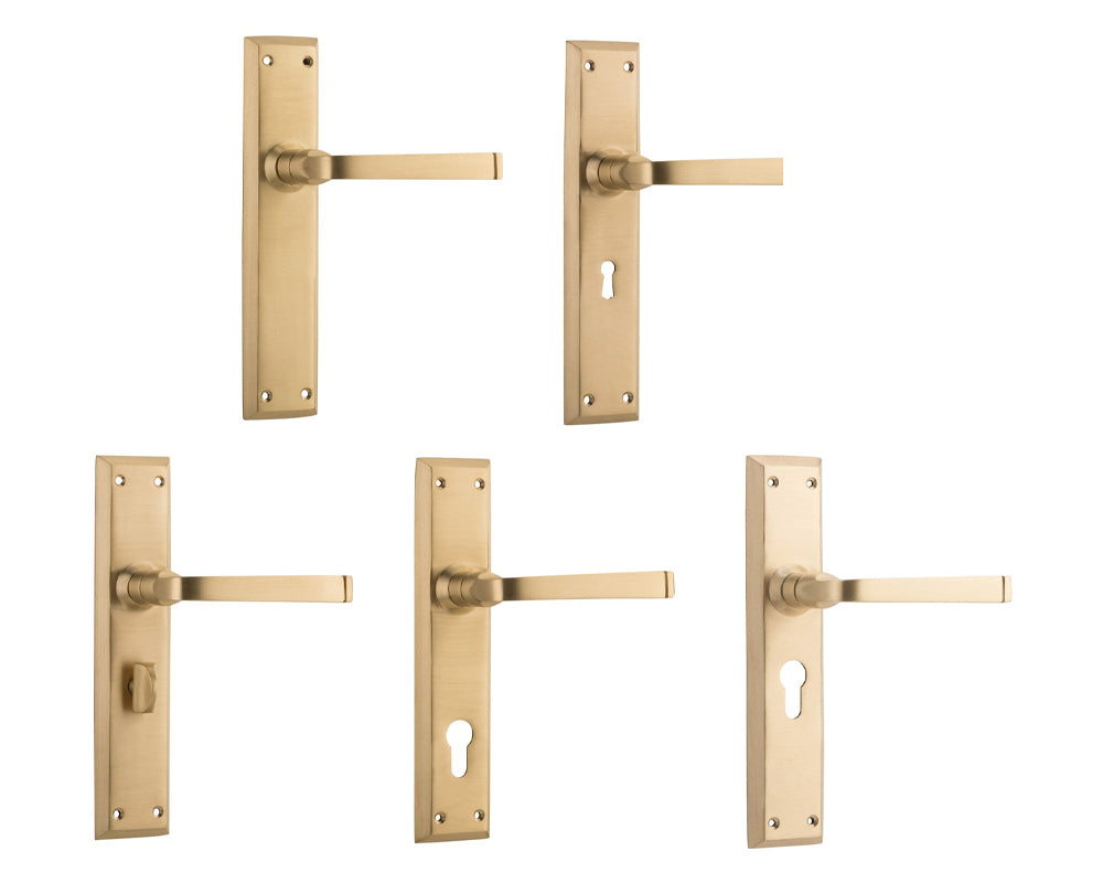 Tradco Menton Lever Door Handle on Long Backplate Satin Brass
