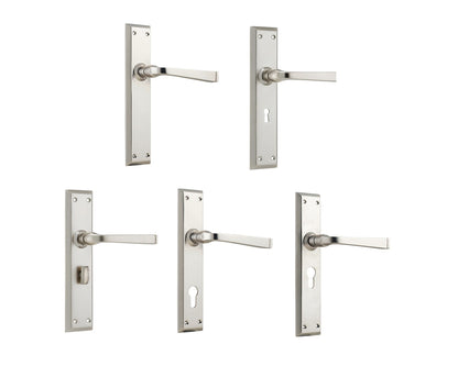 Tradco Menton Lever Door Handle on Long Backplate Satin Nickel