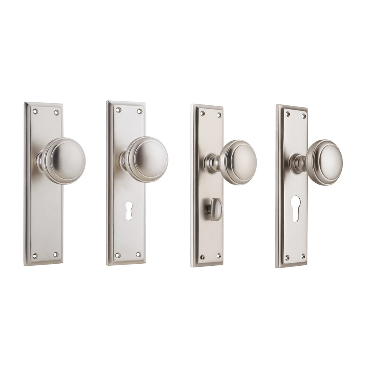 Tradco Milton Knob on Long Backplate Satin Nickel
