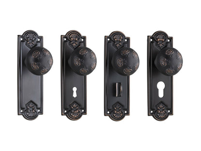 Tradco Nouveau Door Knob on Backplate Antique Copper