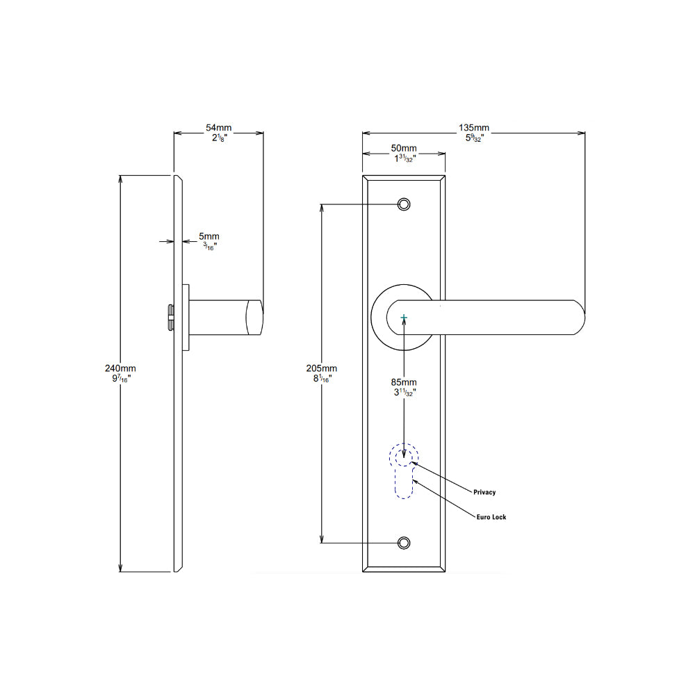 Iver Osaka Door Lever Handle on Chamfered Backplate Brushed Brass