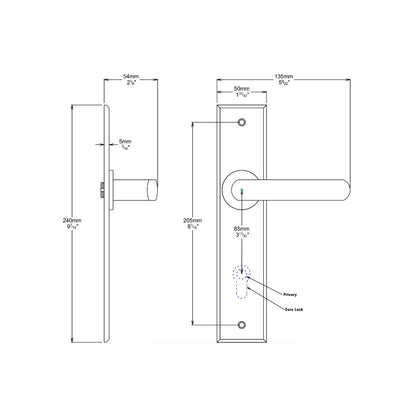 Iver Osaka Door Lever Handle on Chamfered Backplate Brushed Brass