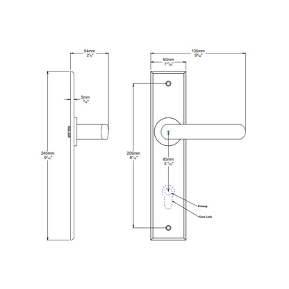 Iver Osaka Door Lever Handle on Chamfered Backplate Matt Black