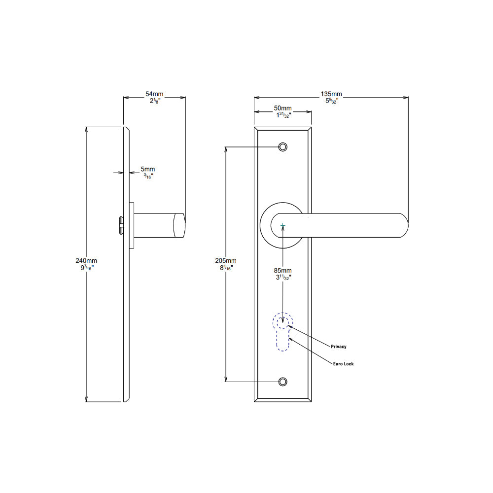 Iver Osaka Door Lever Handle on Chamfered Backplate Satin Nickel 14868P85