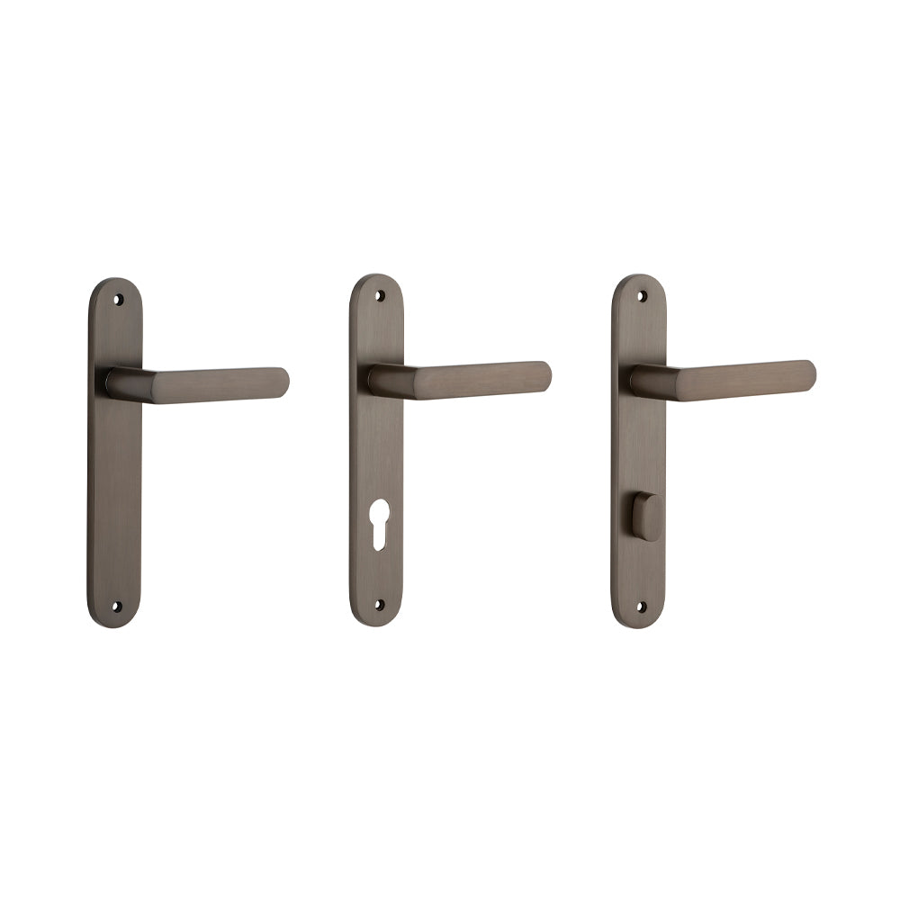 Iver Osaka Door Lever Handle on Oval Backplate Signature Brass