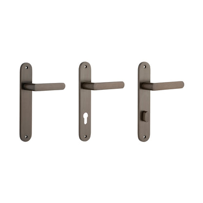 Iver Osaka Door Lever Handle on Oval Backplate Signature Brass