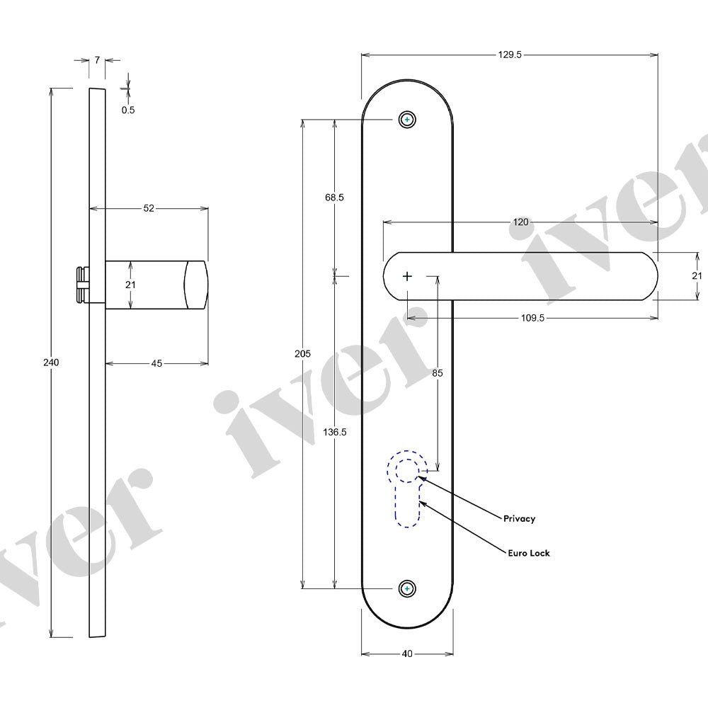Iver Osaka Door Lever Handle on Oval Backplate Satin Nickel